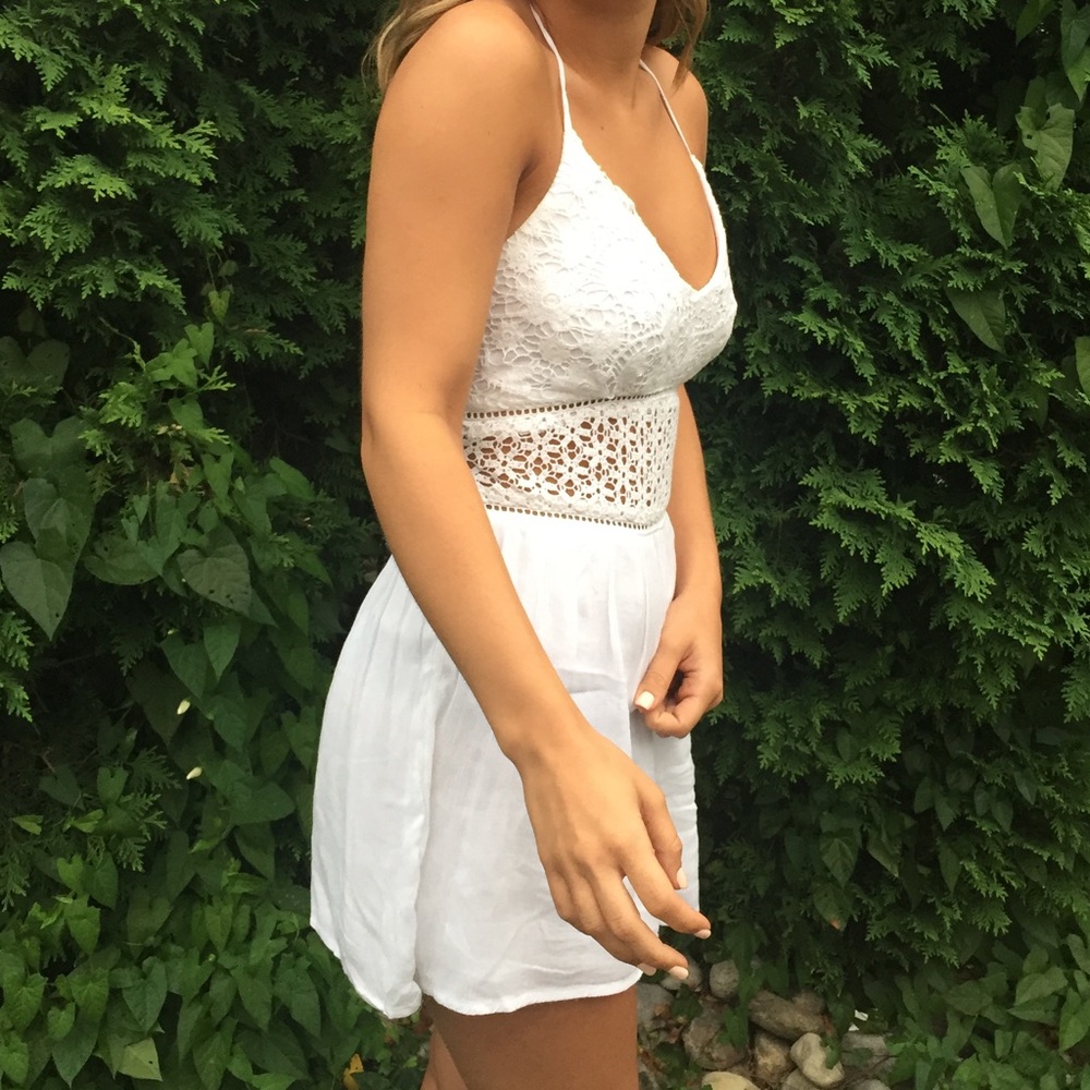 White Crochet Romper